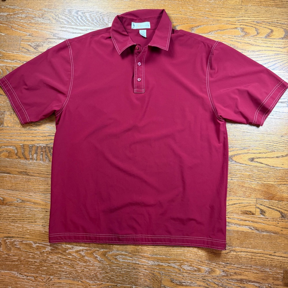 Il Migliore Mens XL Polo Shirt Burgundy Contrast Stitch Stretch Cowboy Golf